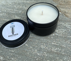 Racetrack scented soy candle 6 oz tin