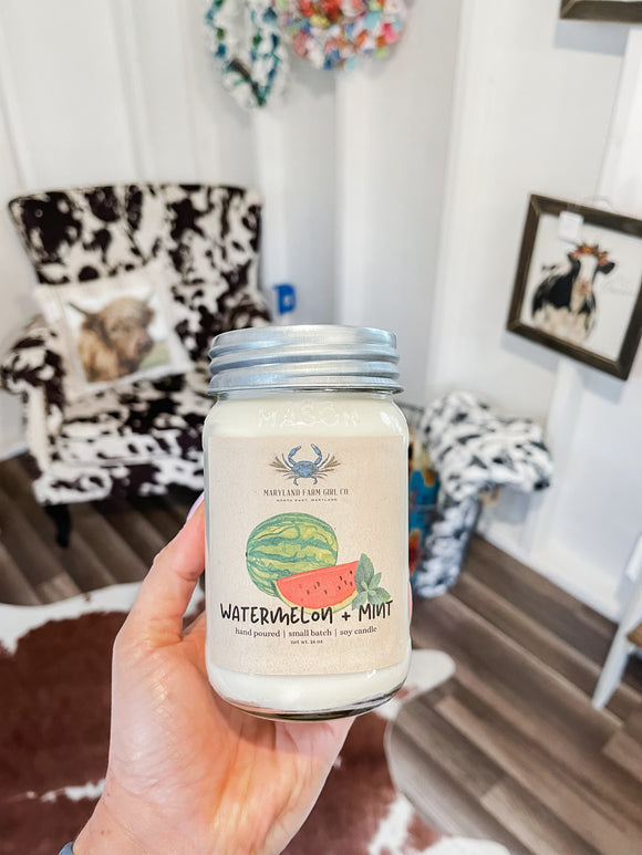 Watermelon & Mint scented soy candle
