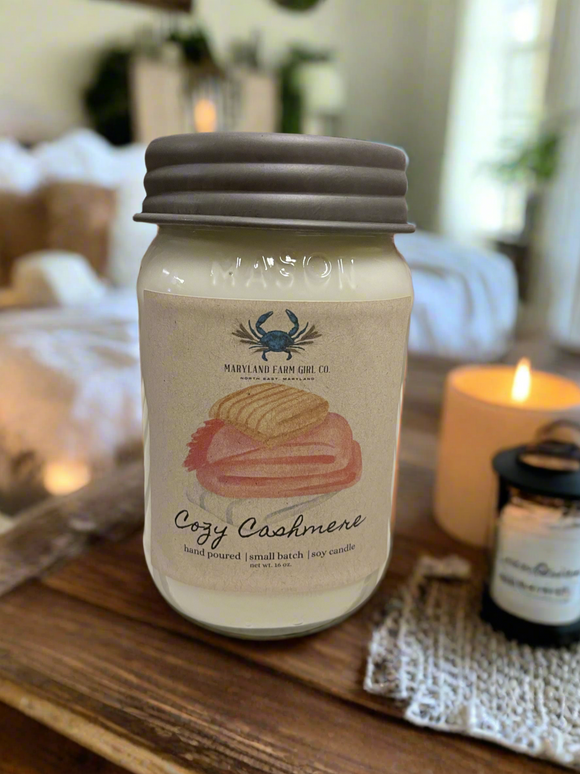 Cozy Cashmere scented soy candle