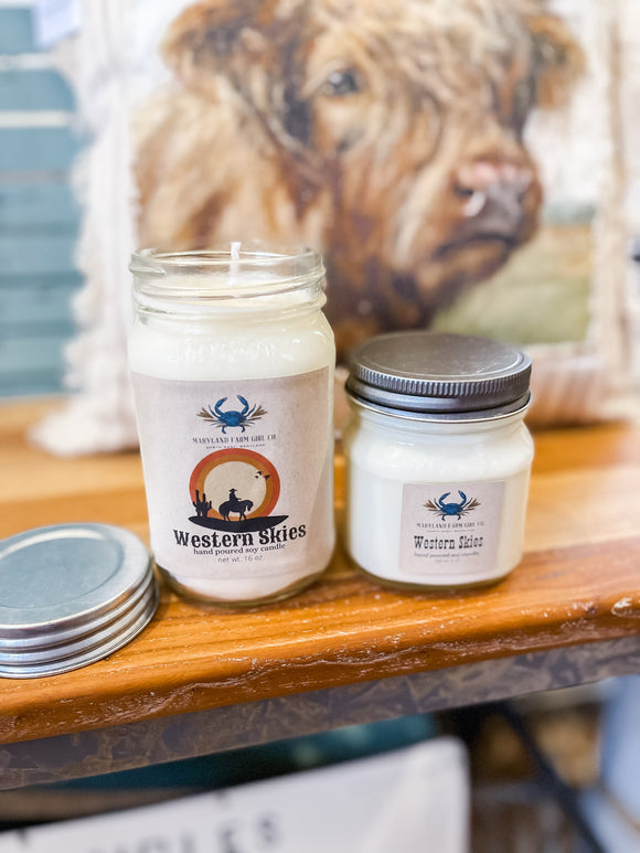 Western Skies scented soy candle