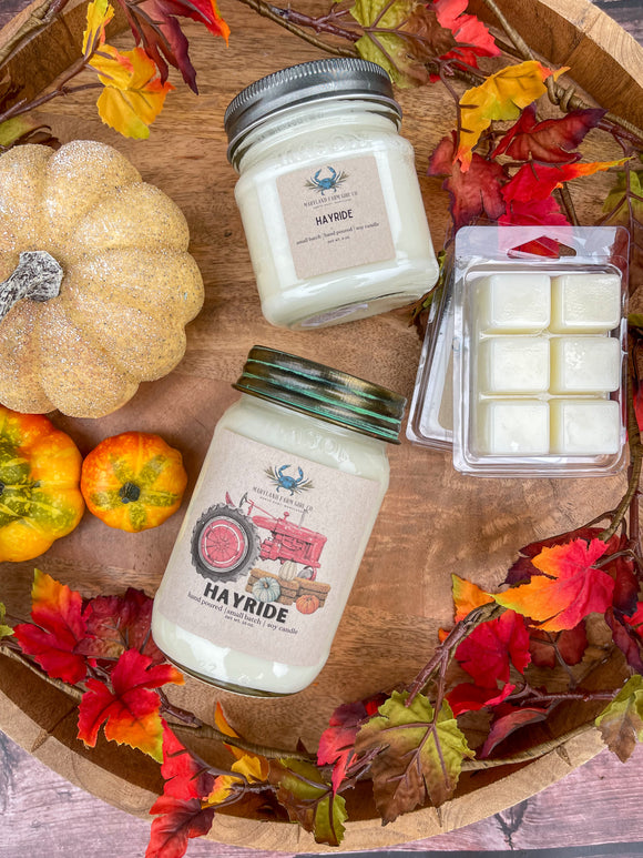 Hayride scented soy candle