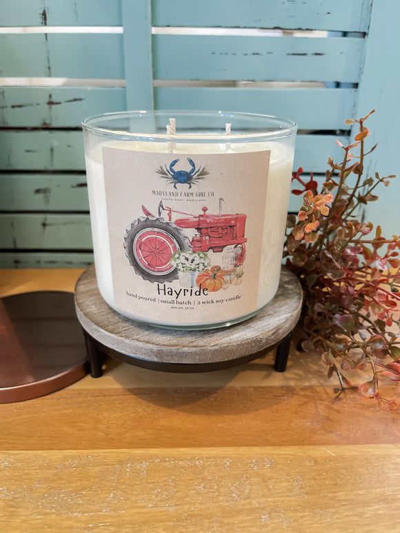 Hayride scented soy candle