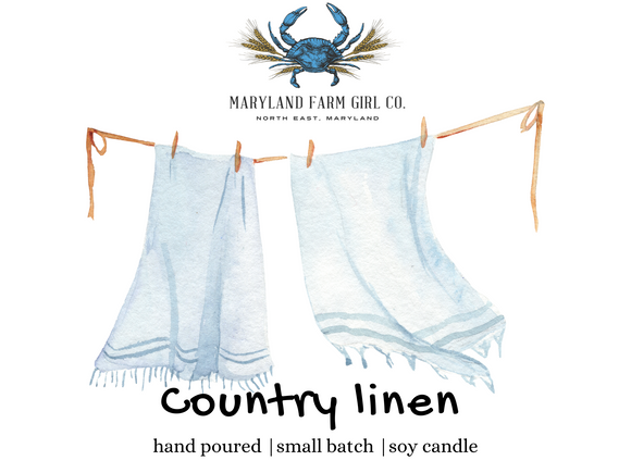 Country Linen scented soy candle