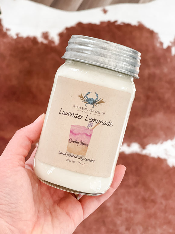 Lavender lemonade scented soy candle