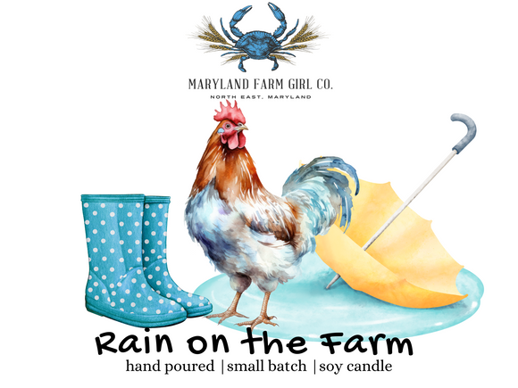 Rain on the farm scented soy candle